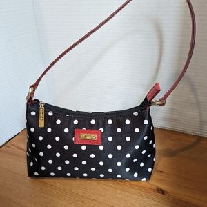 St. John black, white and red polka dot shoulder bag